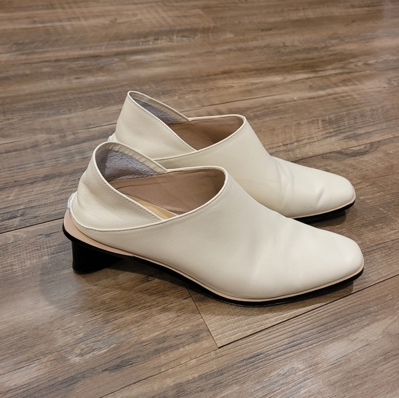 Women's Leather Cream Heel Shoes Size 6 - Picture 7 of 10